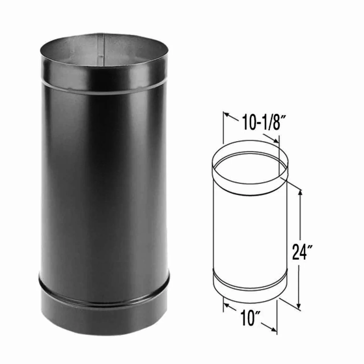 10" x 24" DuraBlack Single-Wall Black Stove Pipe - 10DBK-24 - Image 2
