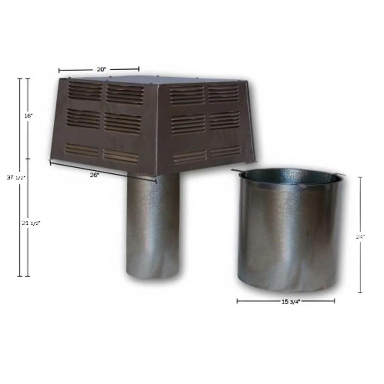 12" Superior Square Single-Flue Chimney Cap with Slip Connector - Image 2