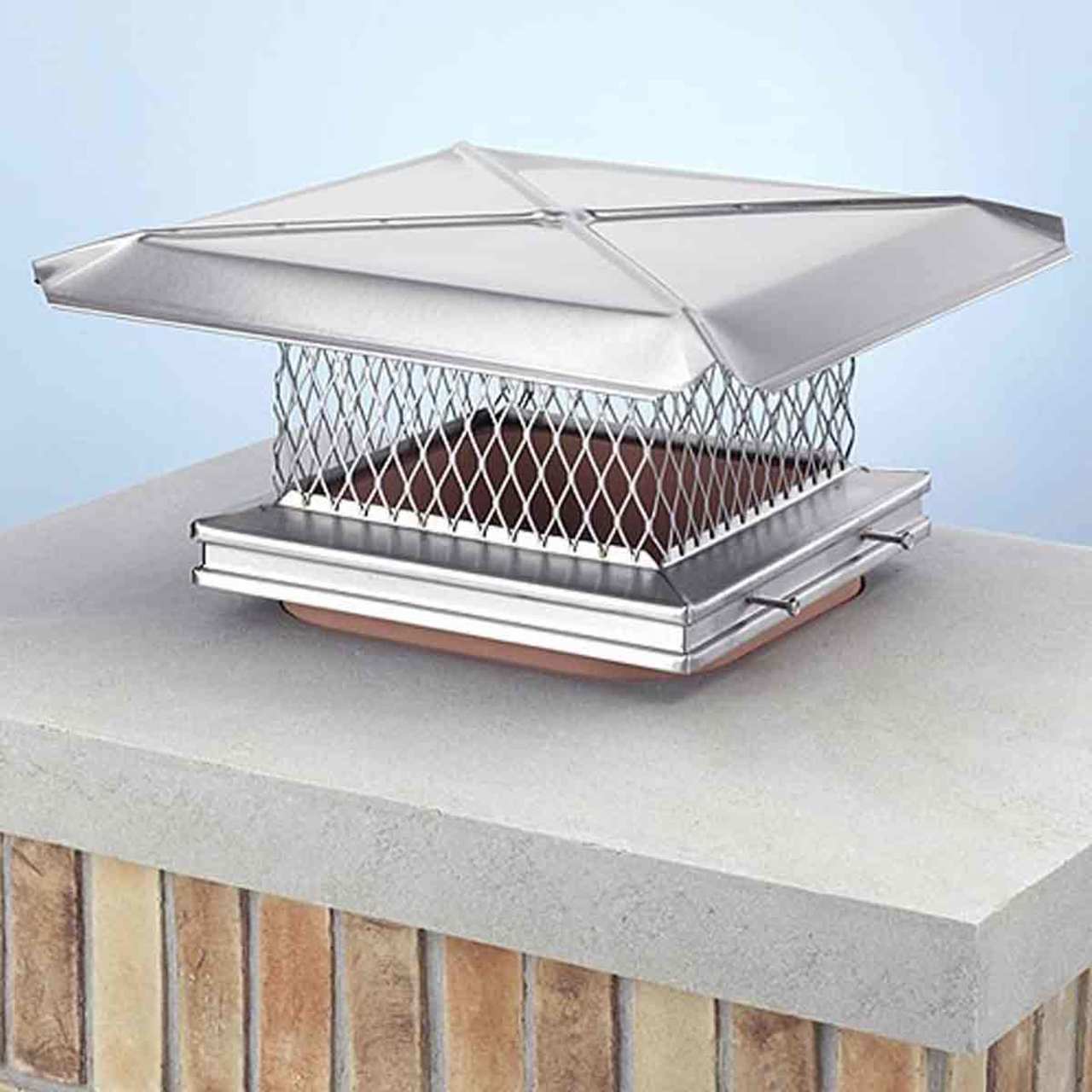 12" x 16" HomeSaver Pro Stainless Steel Single-Flue Chimney Cap, 3/4" Mesh