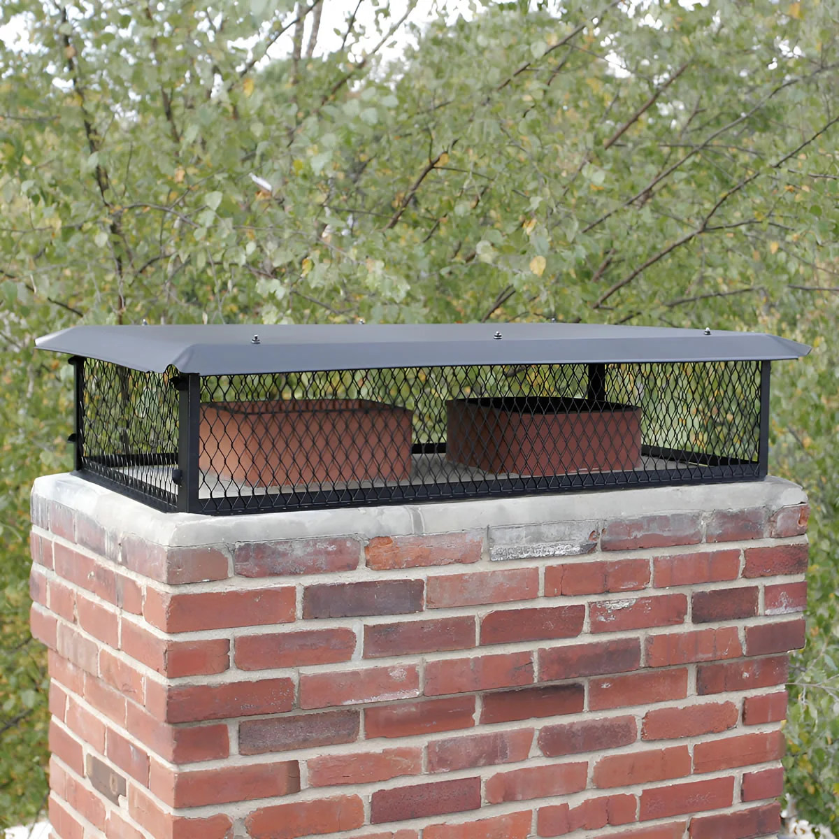 14" x 21" Black Galvanized Multi-Flue Knocked Down Chimney Cap - Image 2