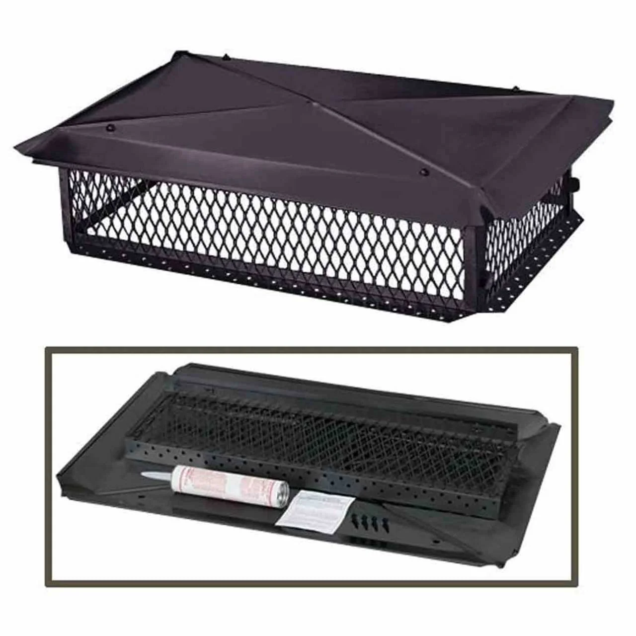 14" x 21" Black Galvanized Multi-Flue Knocked Down Chimney Cap - Image 3