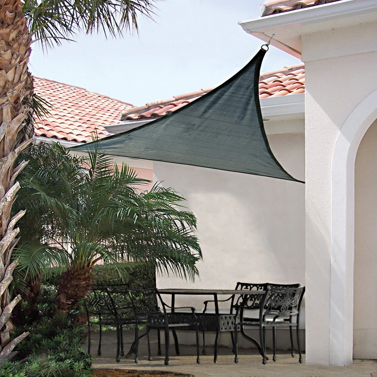 16' x 16' Heavyweight Triangle Shade Sail - Sea Blue - Image 4