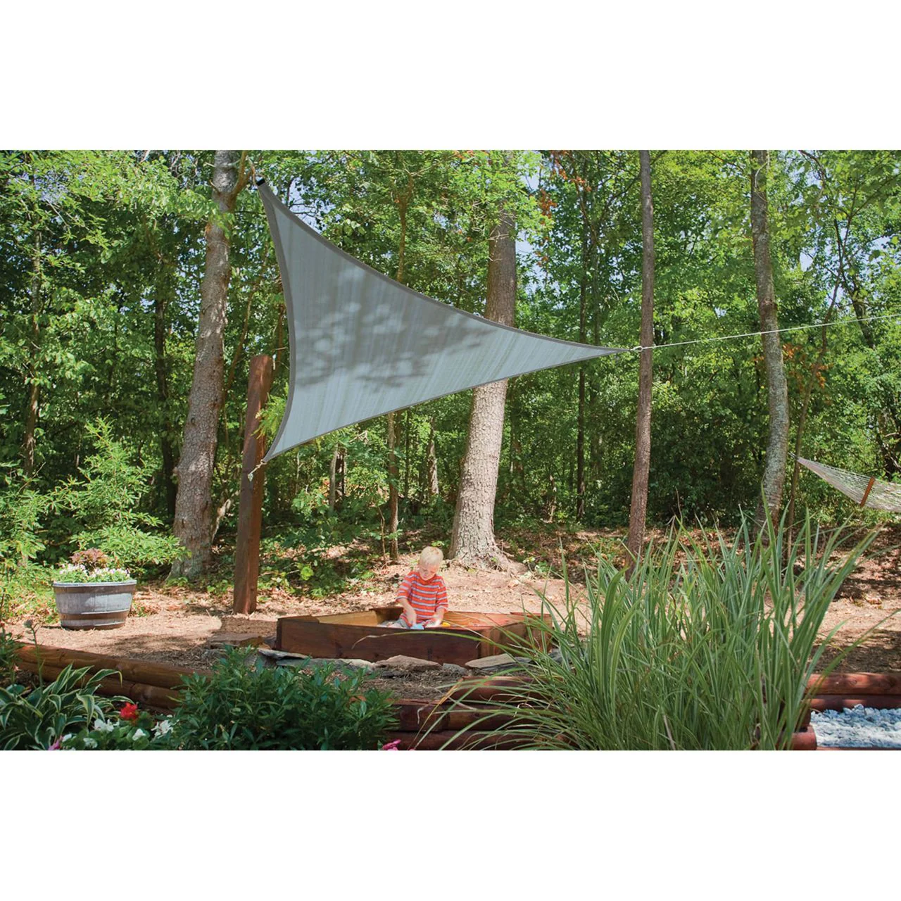 16' x 16' Heavyweight Triangle Shade Sail - Sea Blue - Image 6