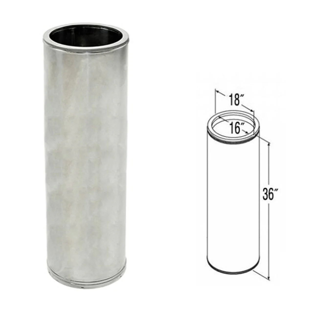 16" x 36" DuraTech Stainless Steel Chimney Pipe - 16DT-36SS