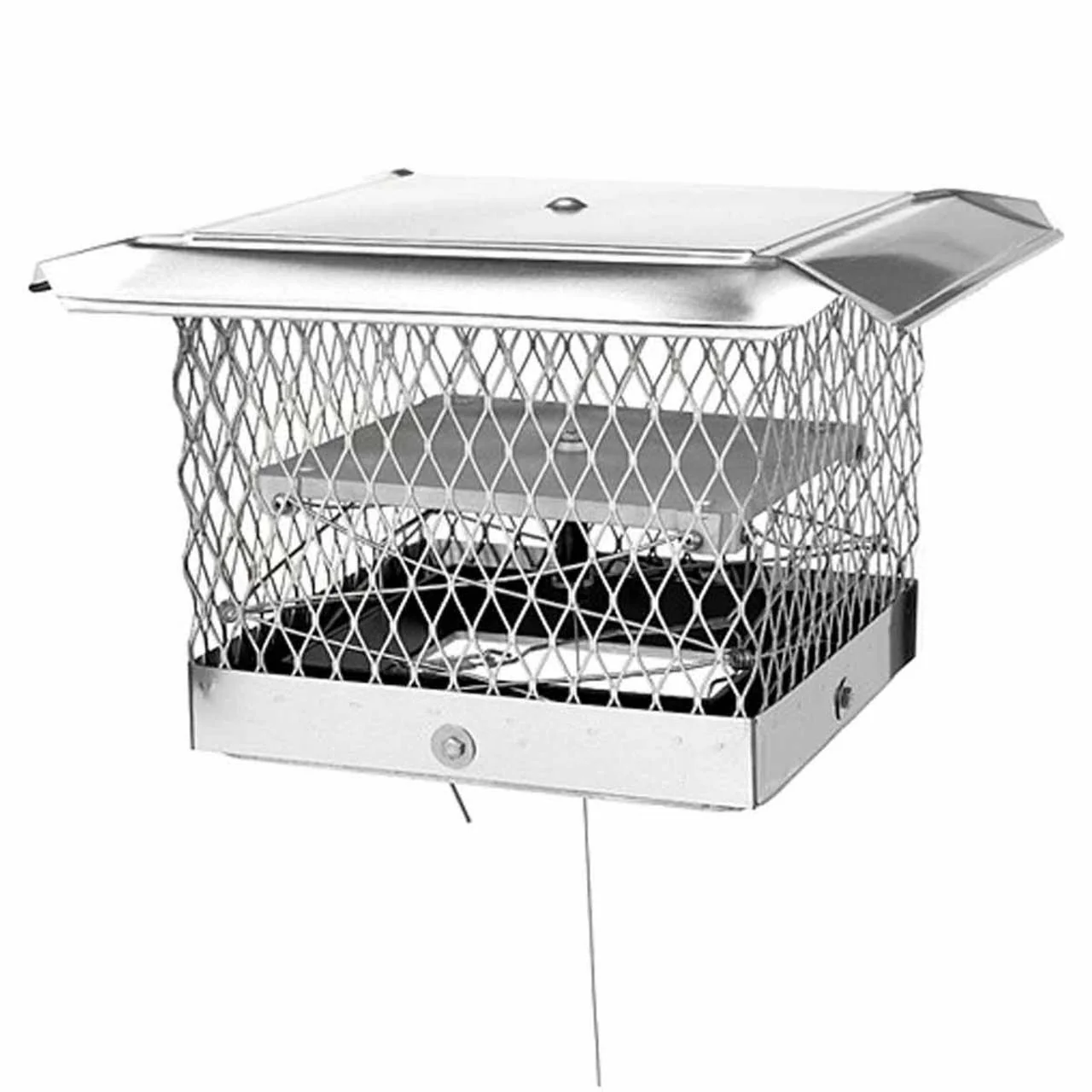 17" x 17" Lock-Top II Chimney Cap-Damper 3/4" Mesh - Silver