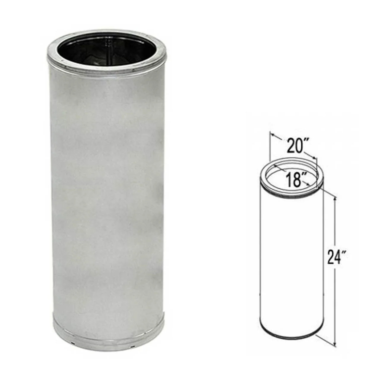 18'' x 24'' DuraTech Galvanized Chimney Pipe - 18DT-24 - Image 2