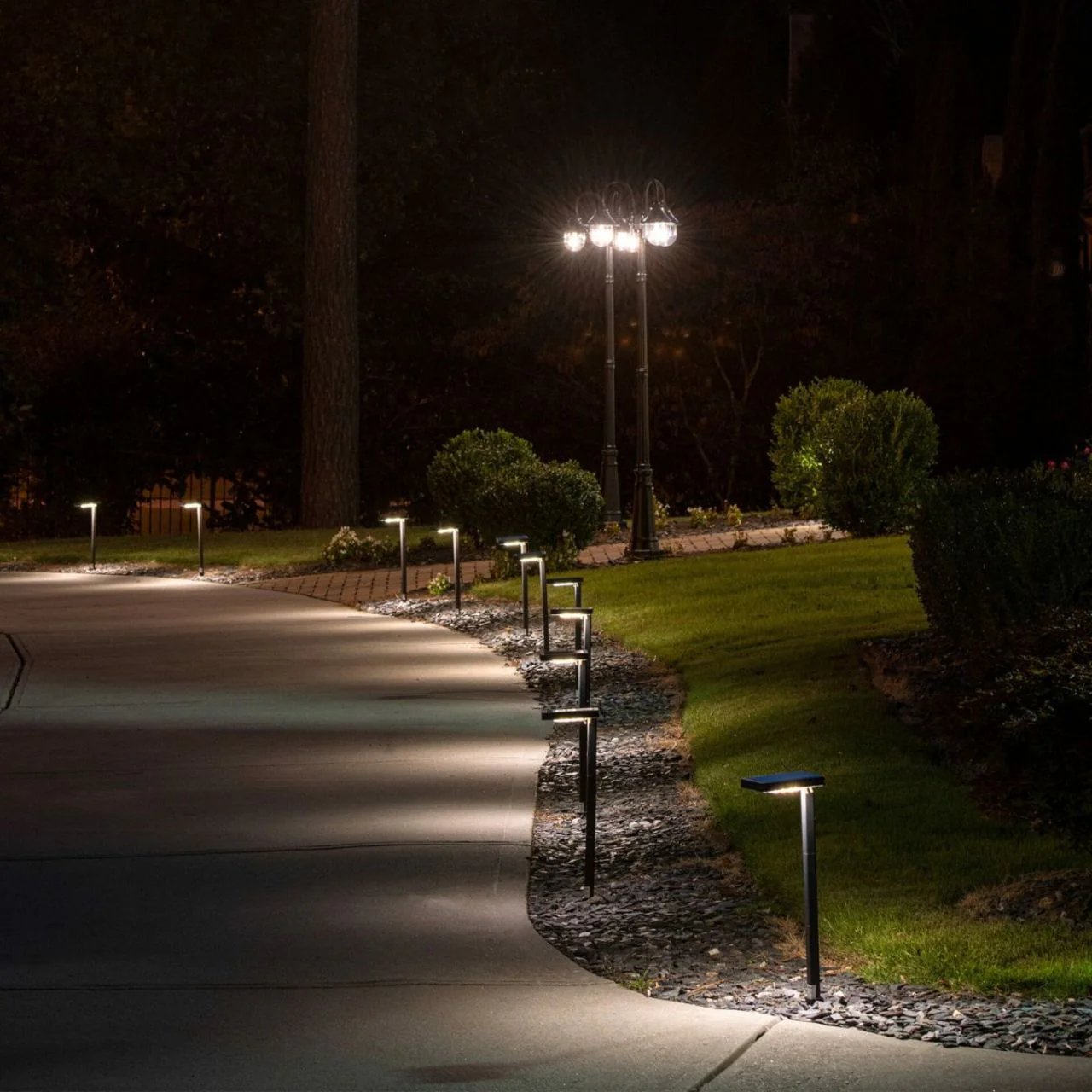 2-Pack Solar LED Contemporary Square Path Lights - Bronze Finish - Gama Sonic - Image 3