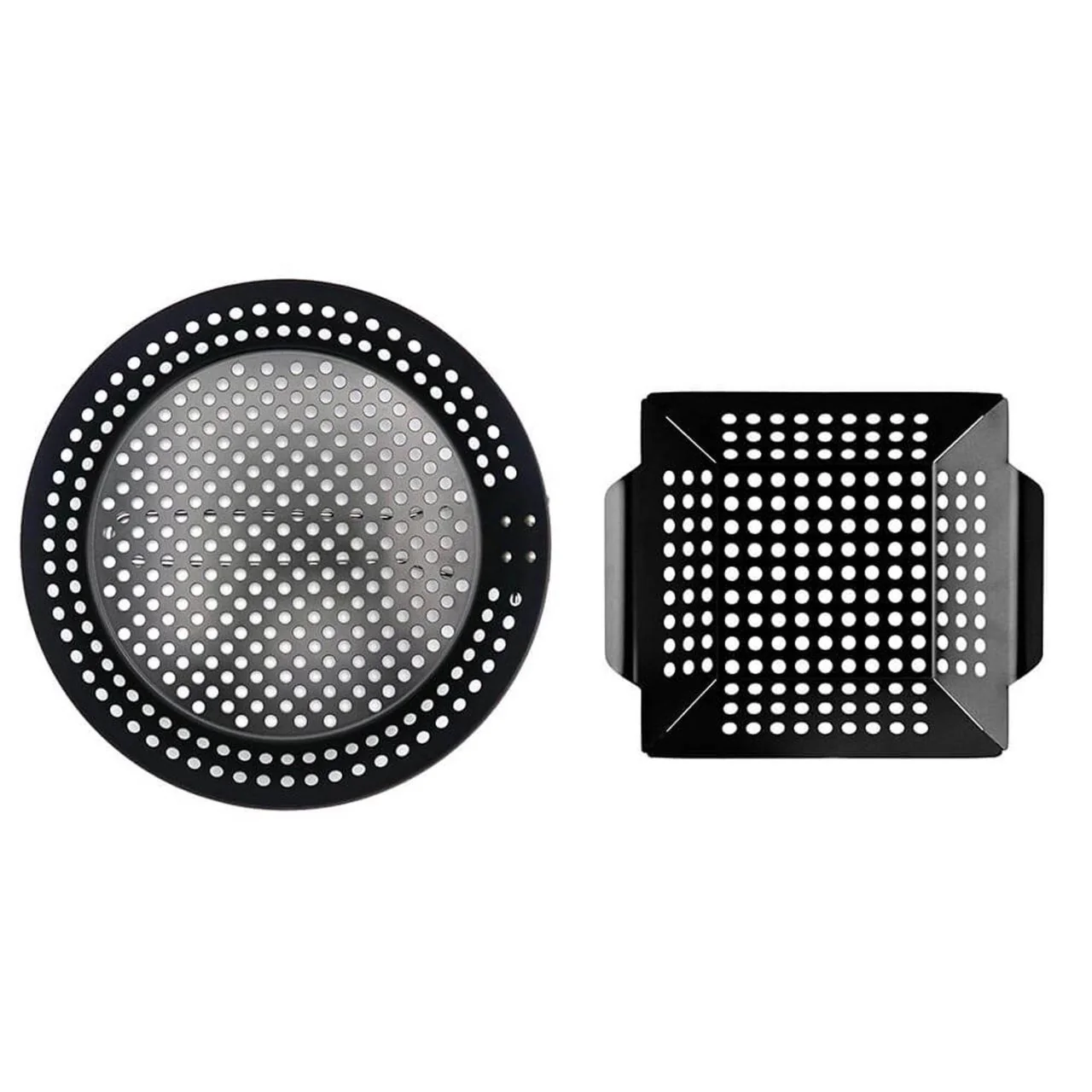 2 Piece Black Gourmet Grill Skillet & Mini Wok Set