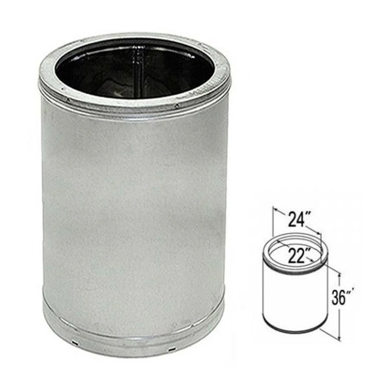 22" x 36" DuraTech Galvanized Chimney Pipe - 22DT-36 - Image 2