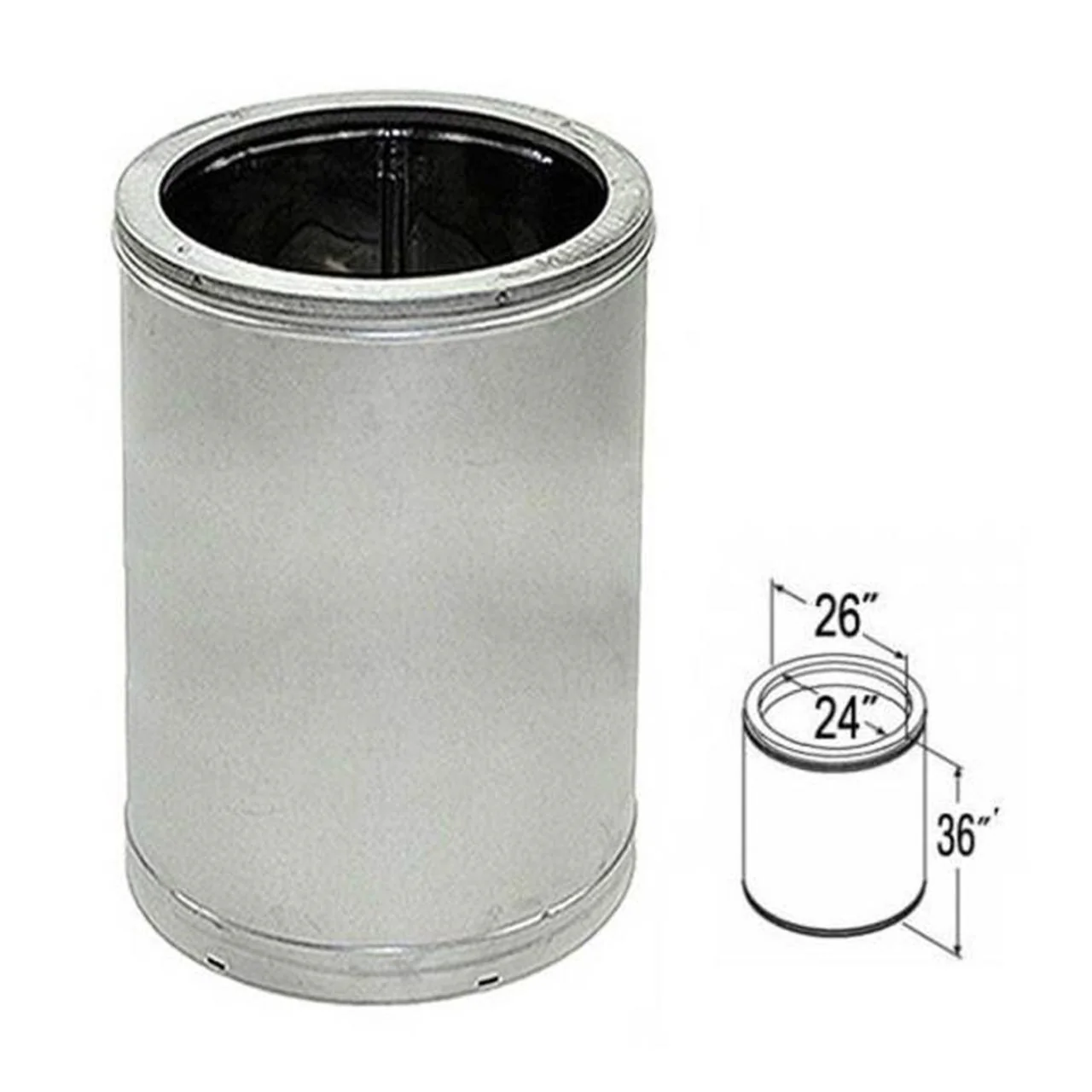 24'' x 36'' DuraTech Galvanized Chimney Pipe - 24DT-36 - Image 2