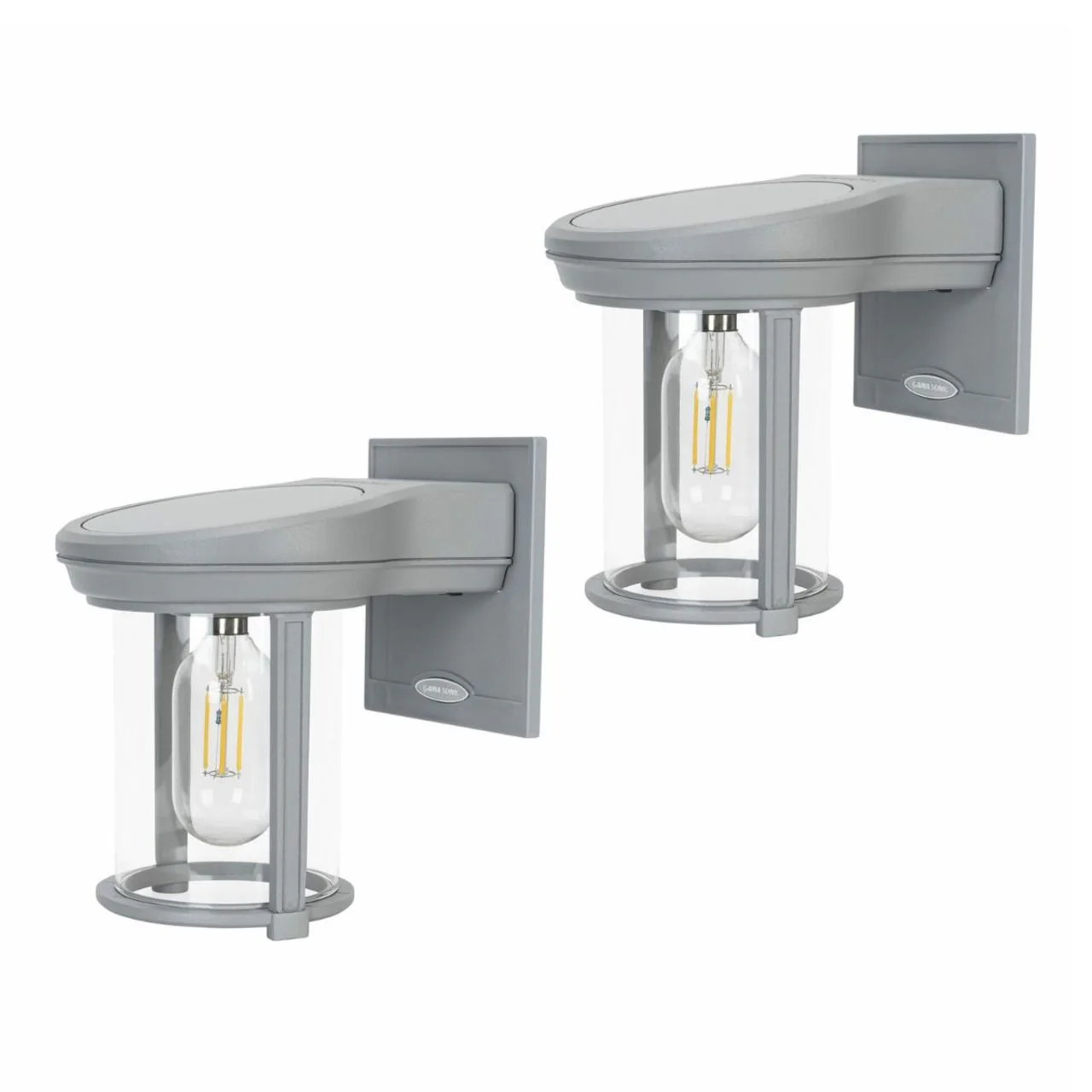 2-pack Solar LED Coach Lantern Wall Light - Black or Grey Finish - Gama Sonic - Image 11