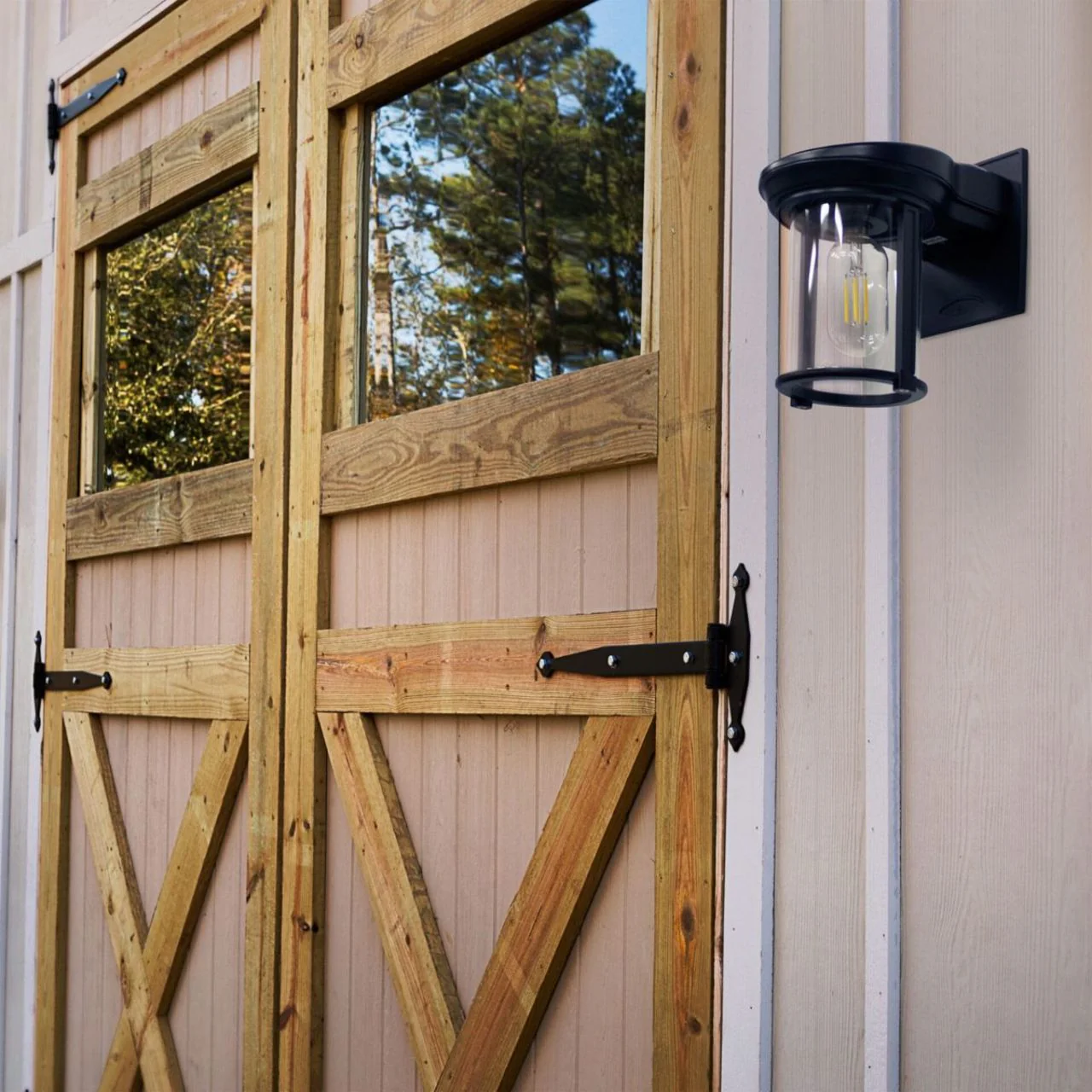 2-pack Solar LED Coach Lantern Wall Light - Black or Grey Finish - Gama Sonic - Image 3