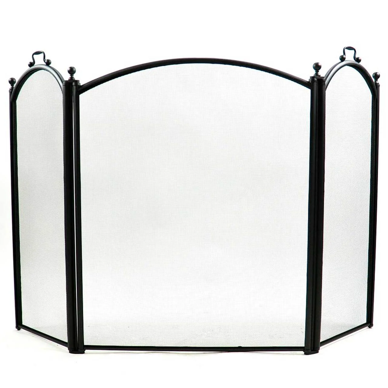 3 Fold Large Diameter Fireplace Screen - Black - Image 2