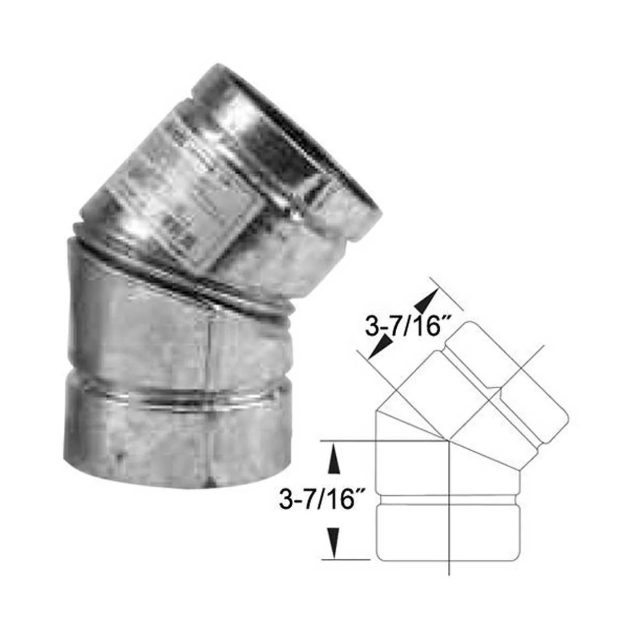 3" Selkirk VP Pellet Vent Pipe 45 Degree Elbow - 3VP-45-EL - Image 2