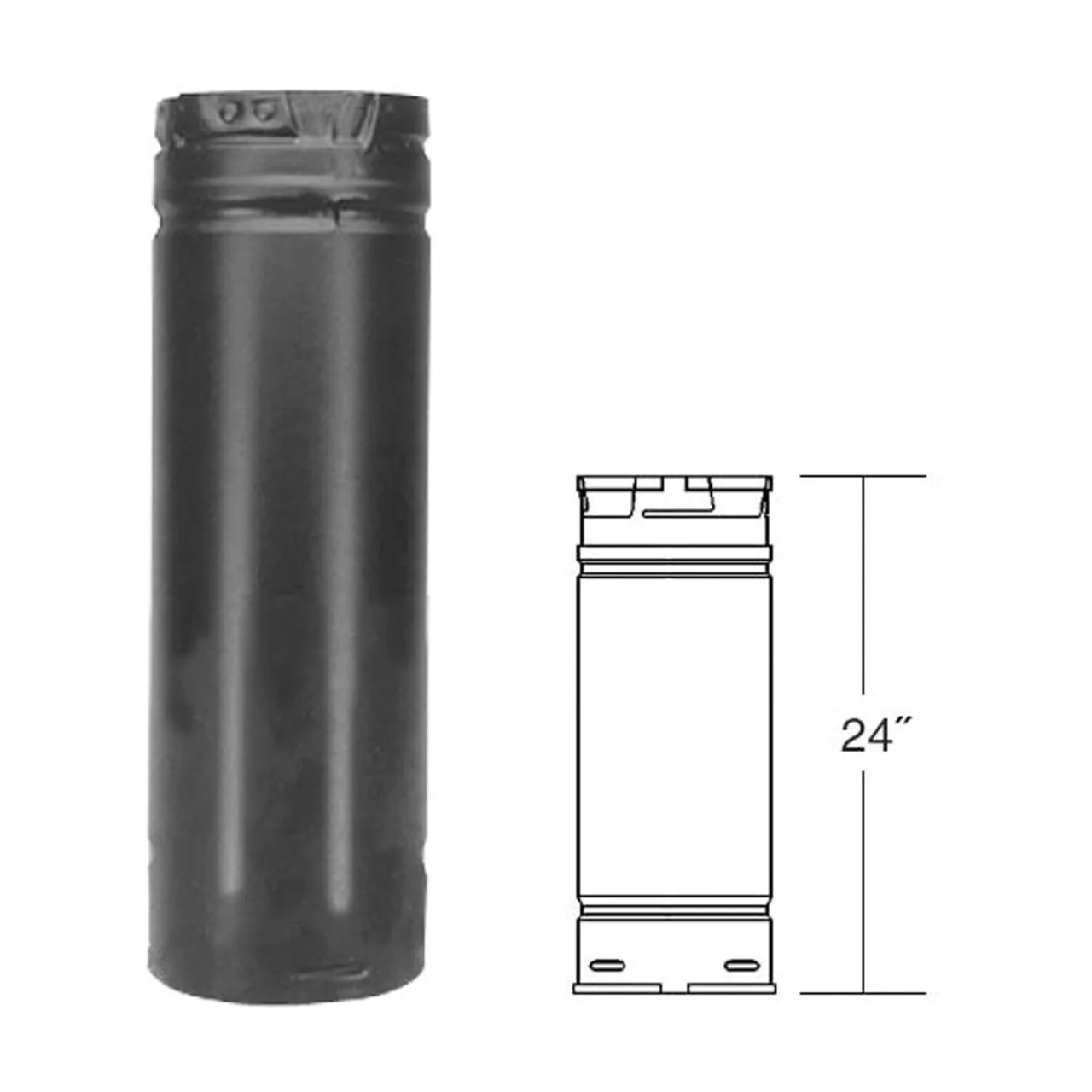 3" x 24" PelletVent Pro Black Pellet Stove Chimney Pipe - 3PVP-24B - Image 2