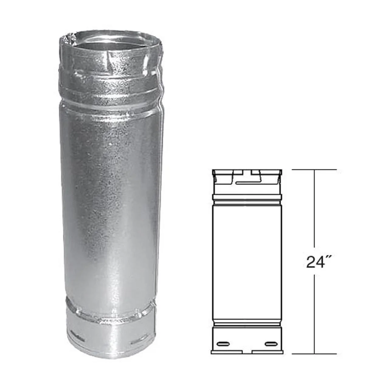 3" x 24" PelletVent Pro Galvalume Pellet Stove Chimney Pipe - 3PVP-24 - Image 2