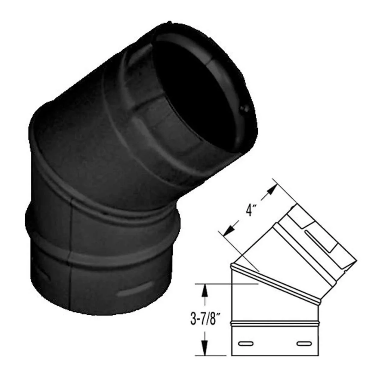 4" PelletVent Pro Black 45 Degree Elbow - 4PVP-E45B - Image 2