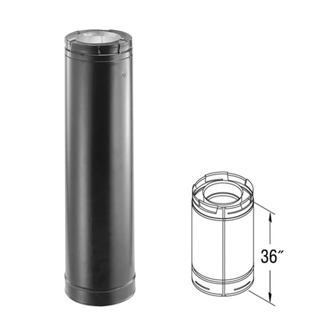 4" x 6 5/8" DirectVent Pro 36" Black Chimney Pipe - 46DVA-36B - Image 2