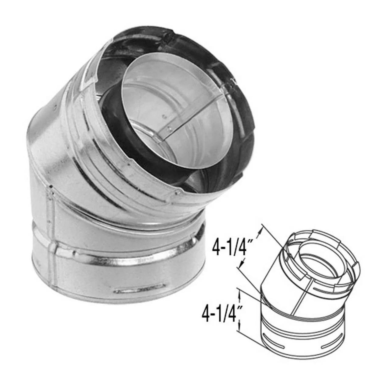 4" x 6 5/8" DirectVent Pro 45 Degree Galvanized Elbow - 46DVA-E45 - Image 2
