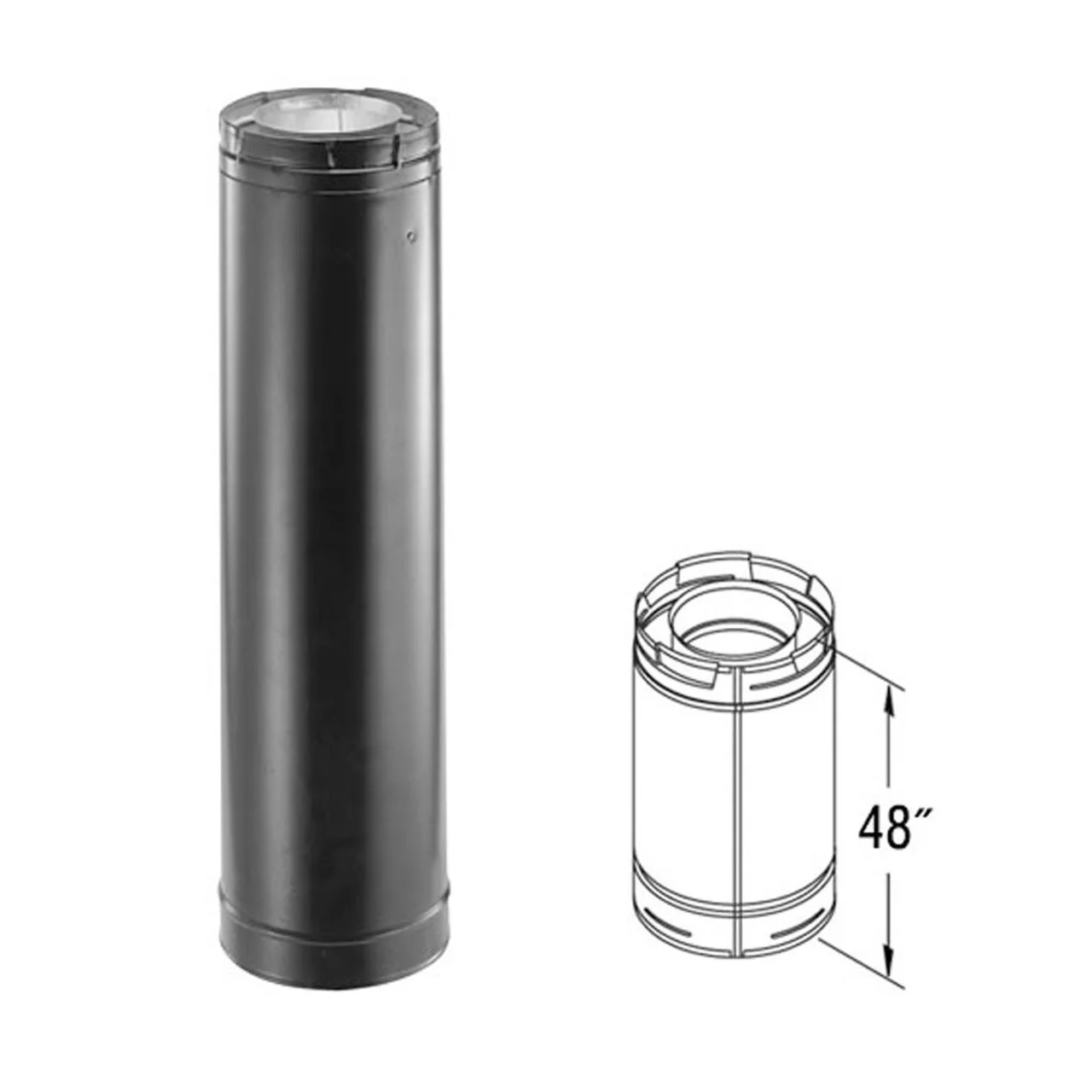 4" x 6 5/8" DirectVent Pro 48" Black Chimney Pipe - 46DVA-48B - Image 2