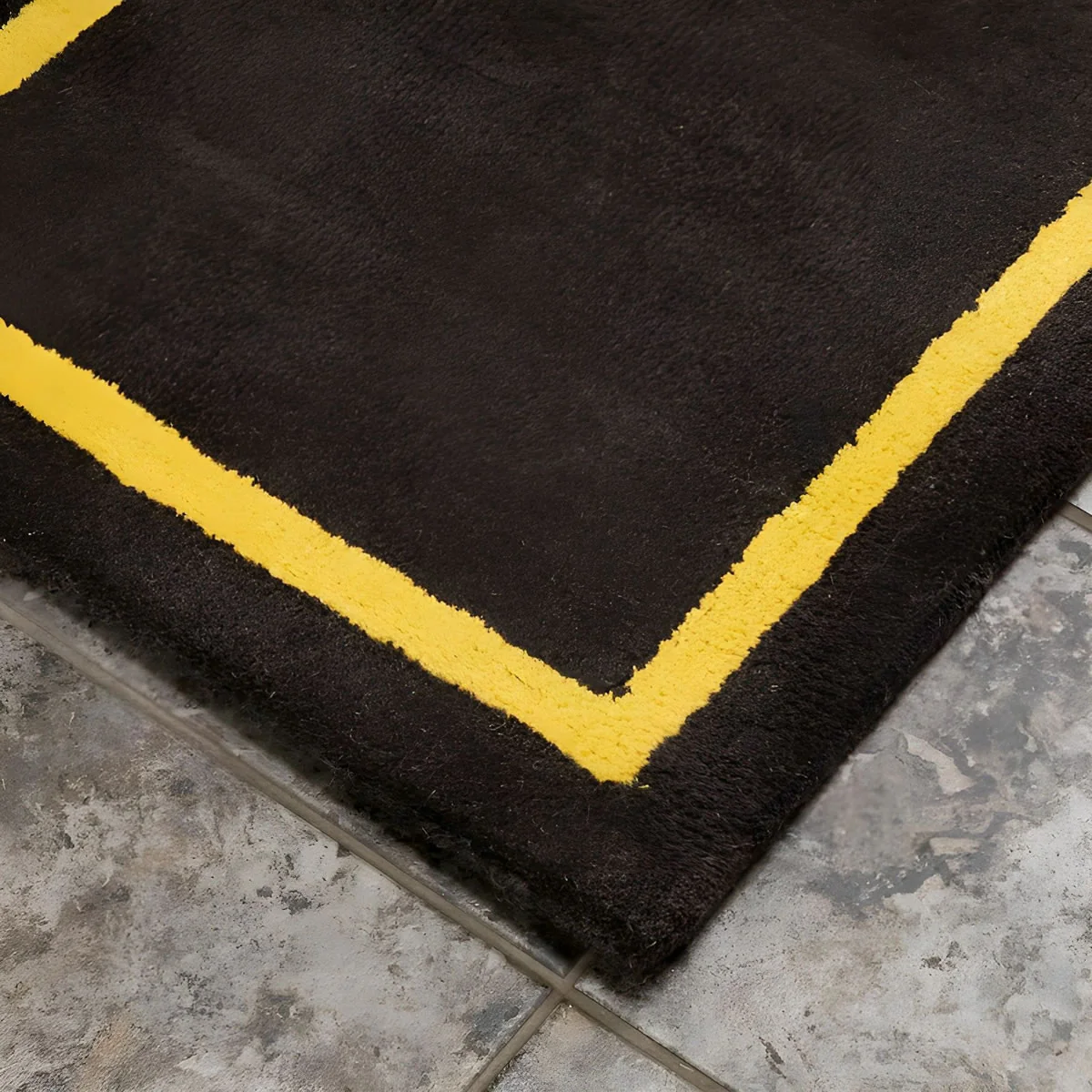 44" Rectangle Taupe with Yellow Contemporary Hearth Rug - Image 4