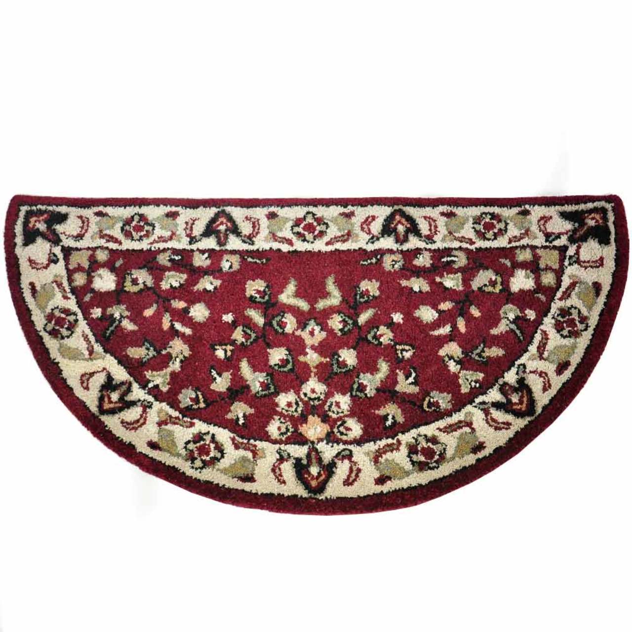 44" Red with Beige Hand Tufted Wool Hearth Rug - Image 2