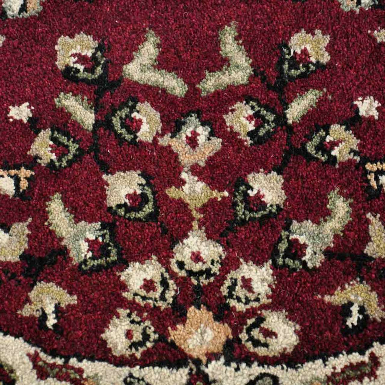 44" Red with Beige Hand Tufted Wool Hearth Rug - Image 3