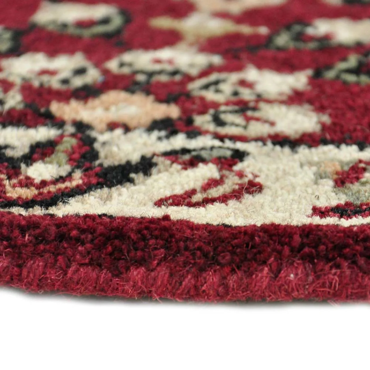 44" Red with Beige Hand Tufted Wool Hearth Rug - Image 4