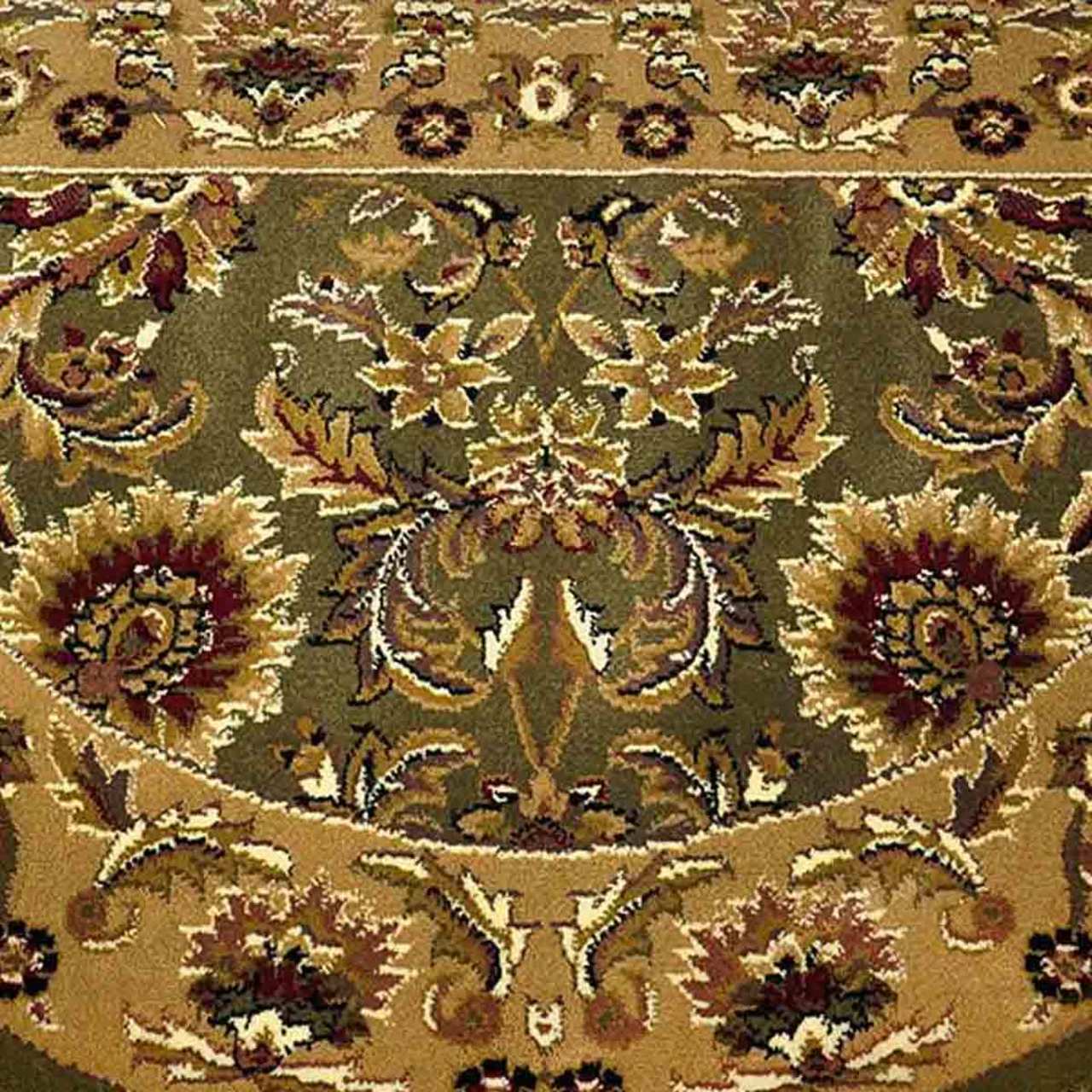 46" Half Round Green and Taupe Kashan Hearth Rug - Image 3