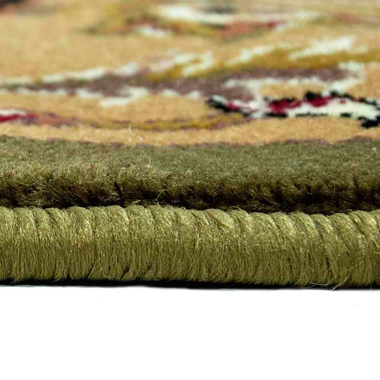 46" Half Round Green and Taupe Kashan Hearth Rug - Image 4