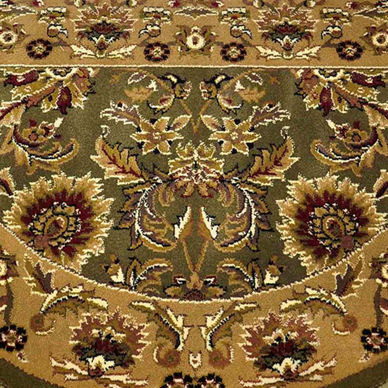46" Half Round Green and Taupe Kashan Hearth Rug - Image 6