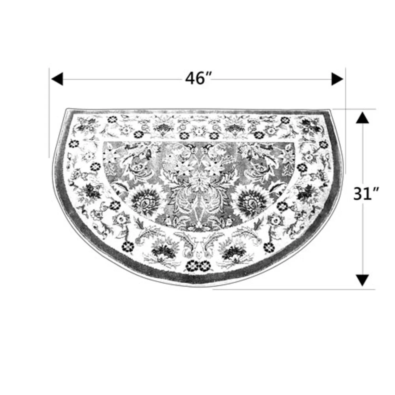 46" Half Round Green and Taupe Kashan Hearth Rug - Image 8