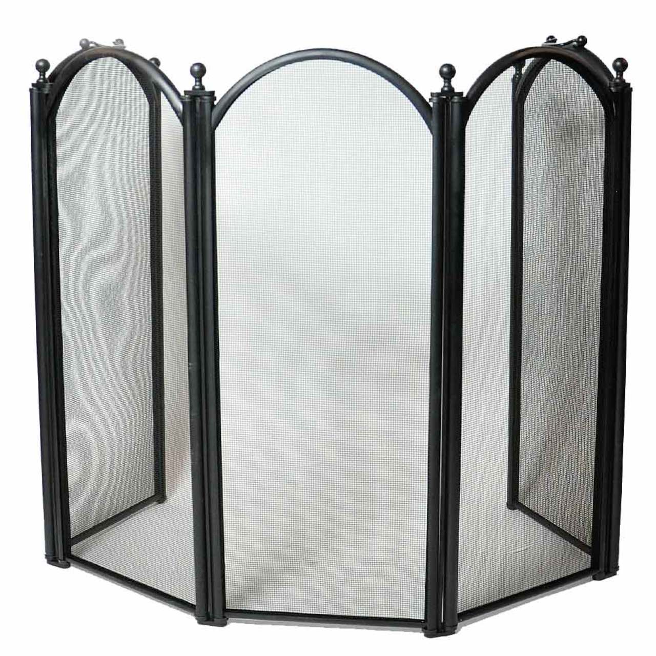 5 Fold Large Diameter Fireplace Screen - Black - Image 2