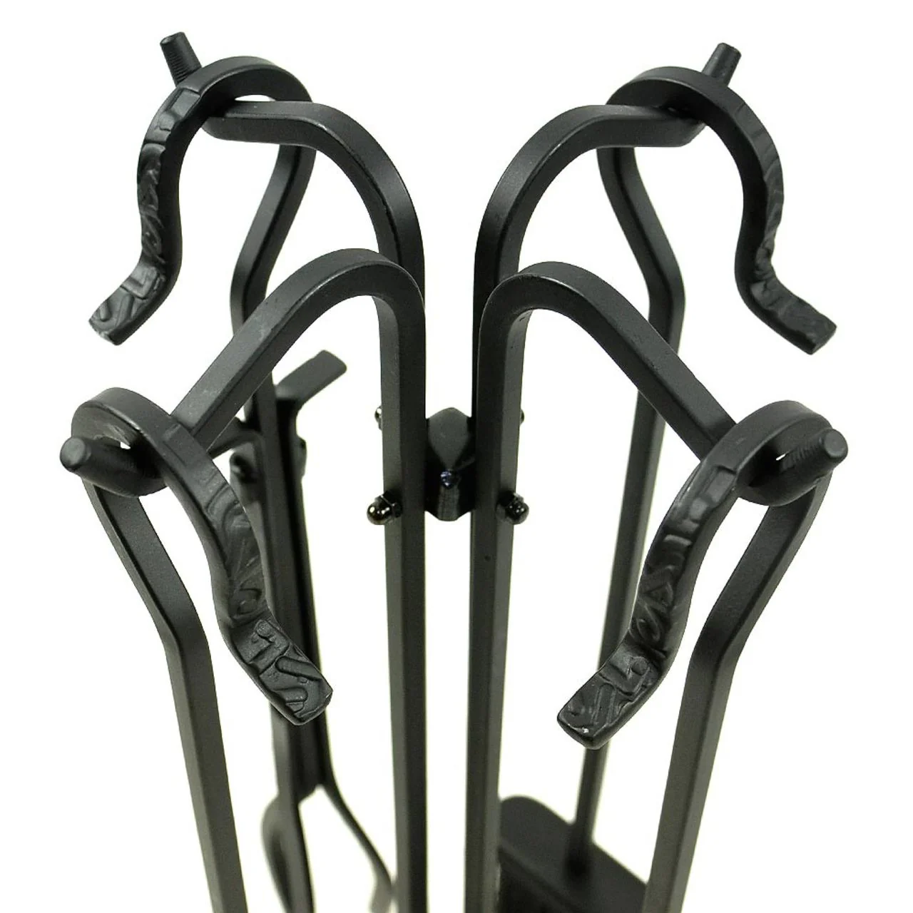 5 Piece Black Wrought Iron Tool Set with Crook Handles - F-T18070BK - Image 4