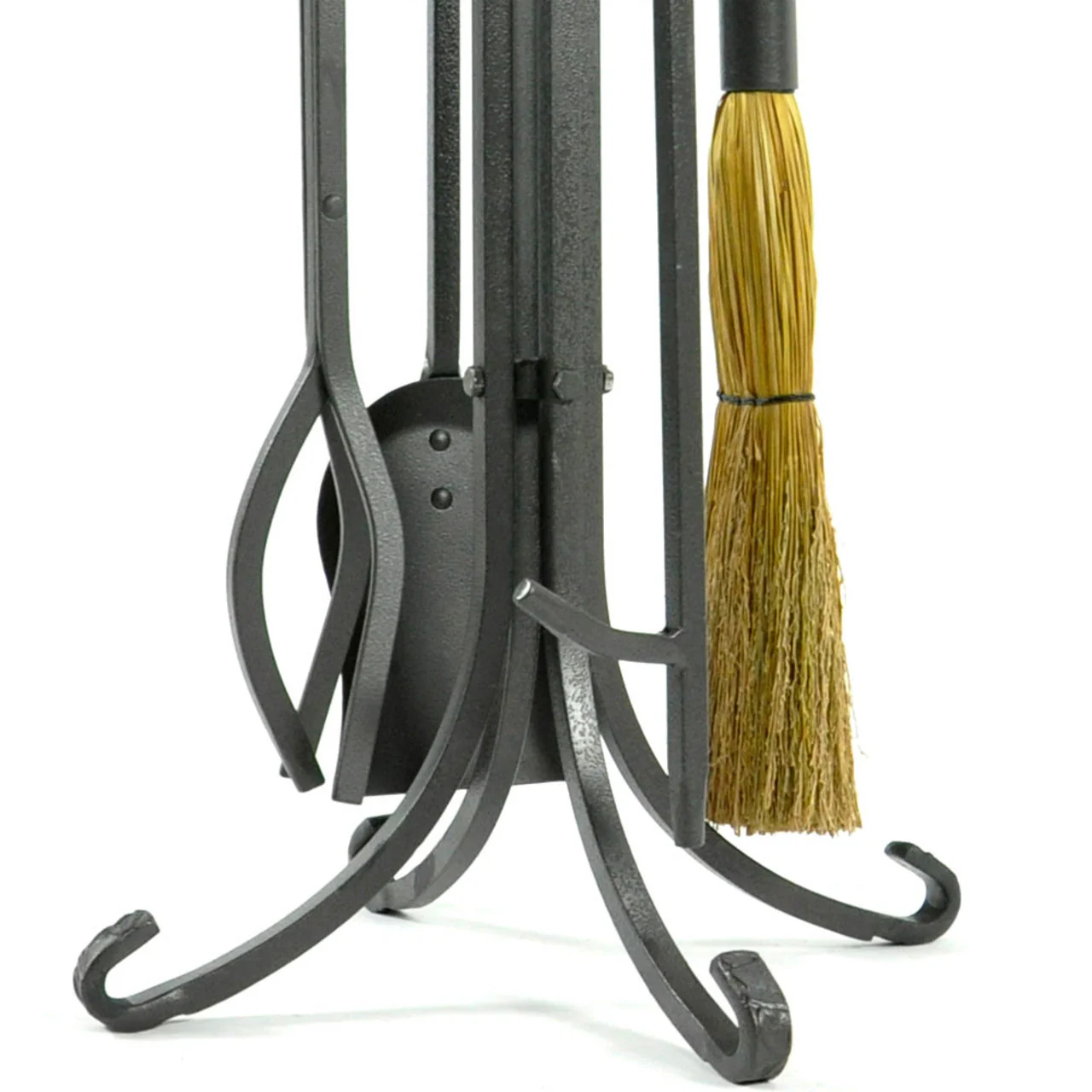 5 Piece Olde World Iron Fireplace Tool Set with Crook Handles - F-1181 - Image 4