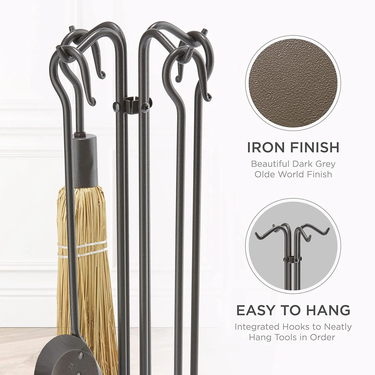 5 Piece Olde World Iron Mini Fireset - Image 3