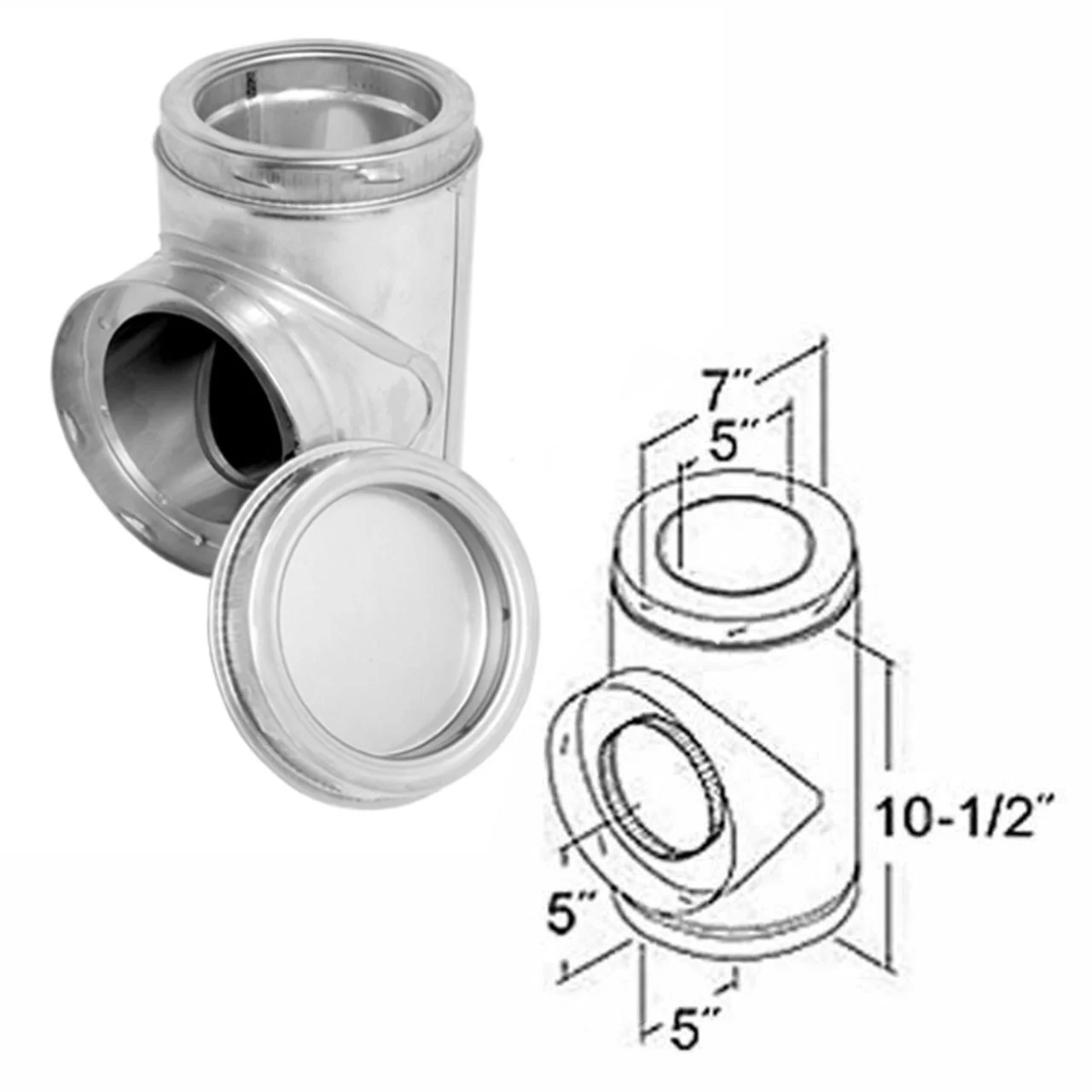 5" SuperPro Stainless Steel Insulated Tee with Plug - SPR5ITP - Image 2