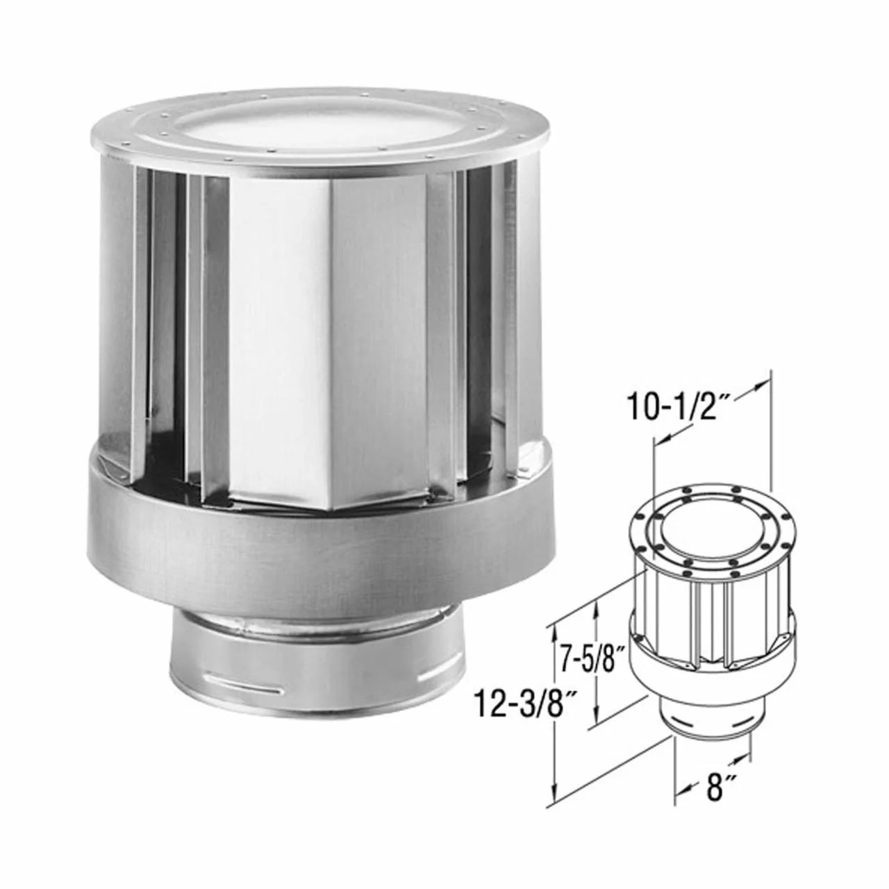 5" x 8" DirectVent Pro High-Wind Termination Round Cap - 58DVA-VCH - Image 2