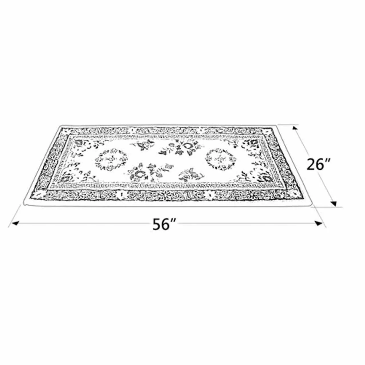 56" Rectangle Beige Oriental Fireplace Rug - Image 5