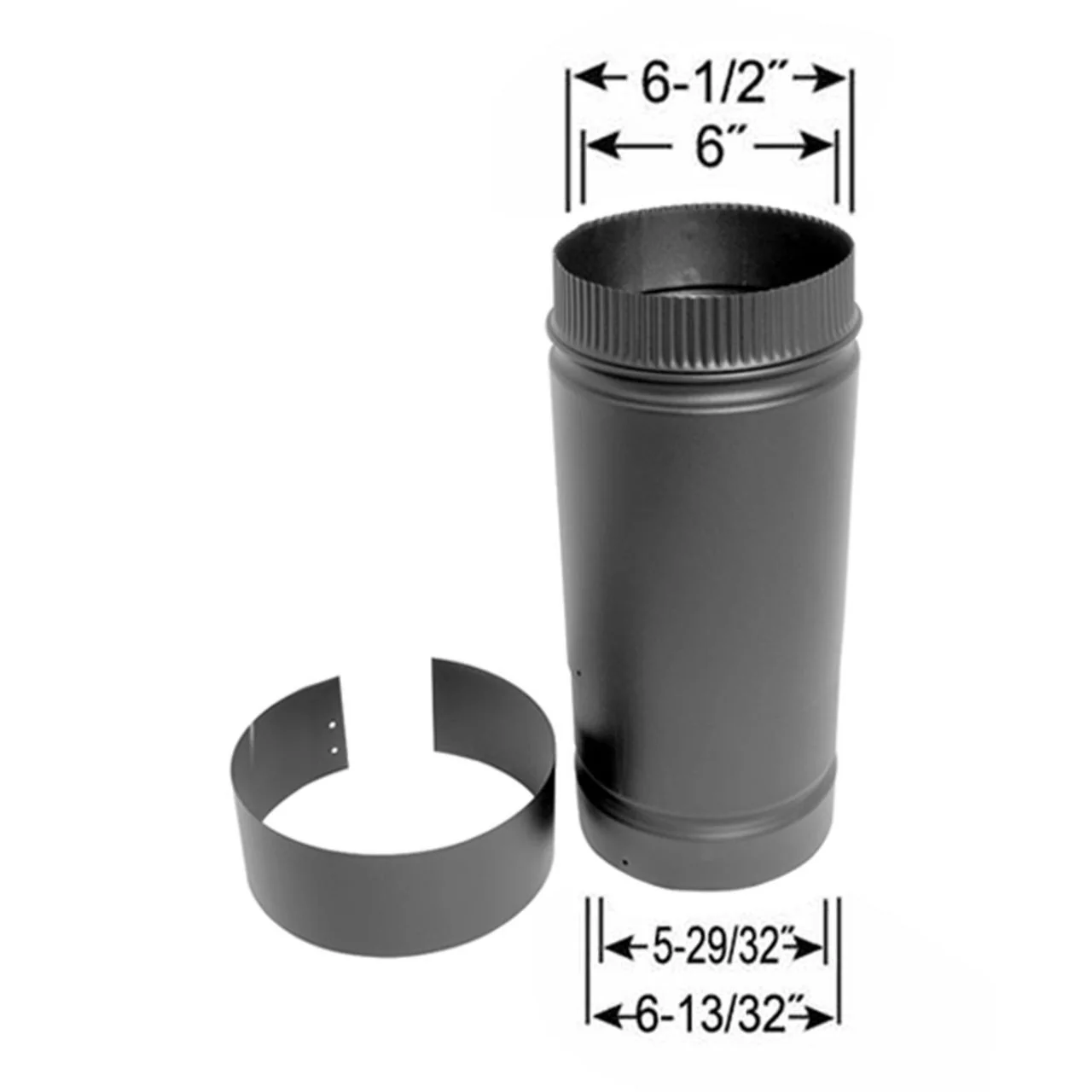 6" DSP 12" to 18" Telescoping Double Wall Black Stovepipe - DSP-6AL - Image 2