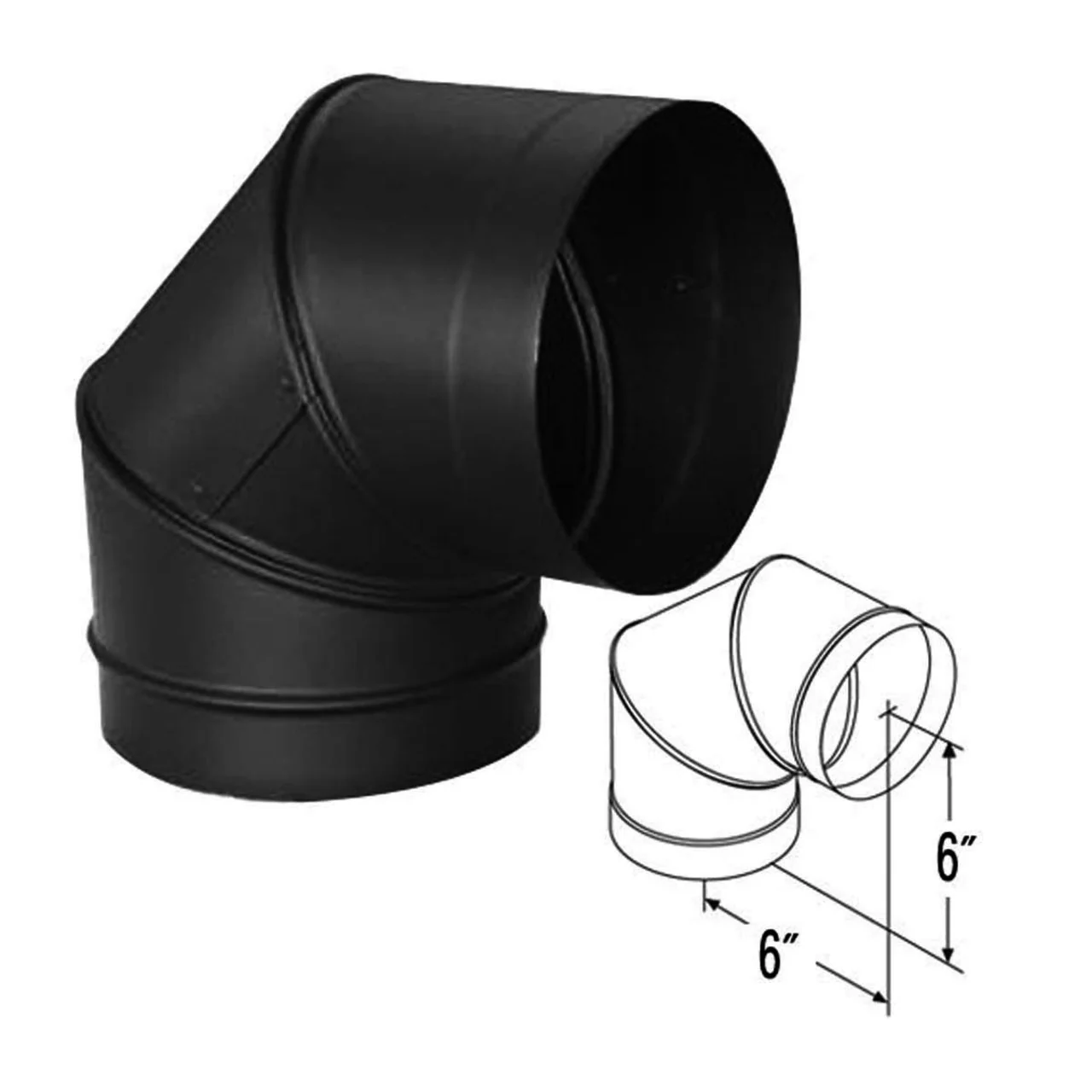 6" DuraBlack 90 Degree Black Elbow - 6DBK-E90 - Image 2