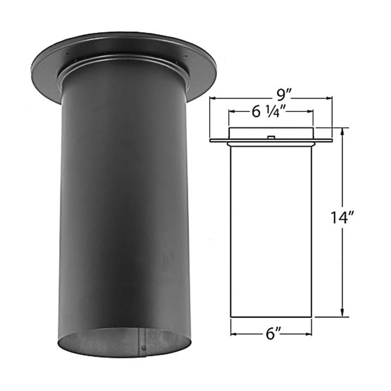 6" DuraBlack Slip Connector with Trim - 6DBK-SC - Image 2