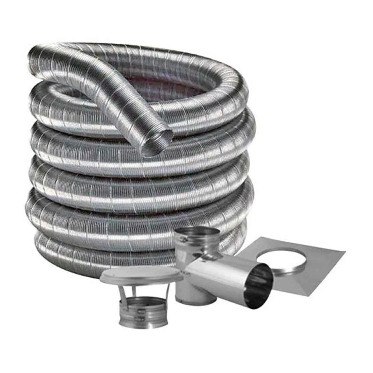 6" DuraFlexSS 304 Tee Kit with 25' Flexible Stainless Steel Chimney Liner - 6DF304-25KT
