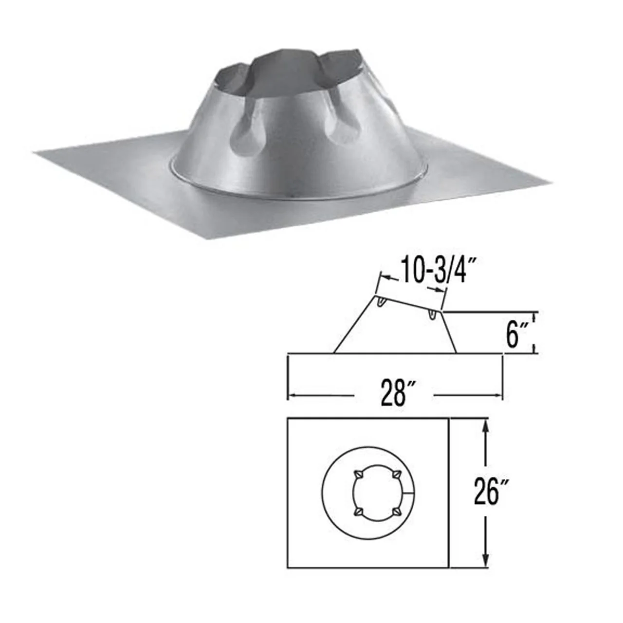 6" DuraPlus 0/12 - 6/12 Roof Flashing - 6DP-F6 - Image 2