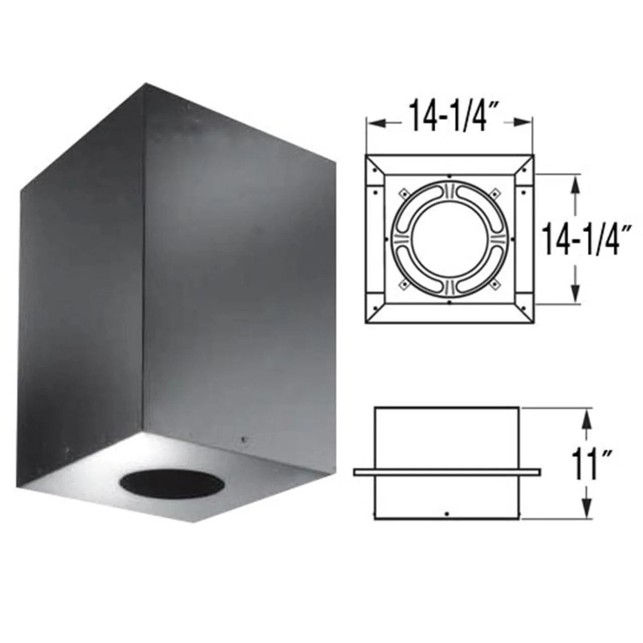 6" DuraPlus 11" Square Ceiling Support Box - 6DP-CS11 - Image 2