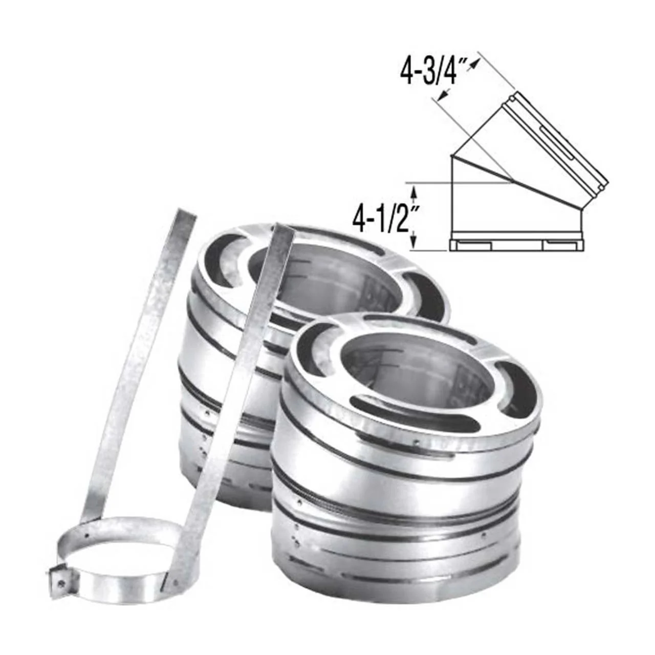 6" DuraPlus 30 Degree Stainless Steel Elbow Kit - 6DP-E30SS - Image 2