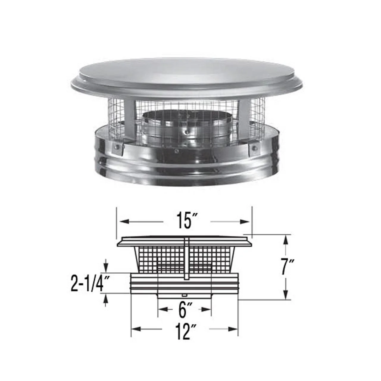 6" DuraPlus Round Chimney Cap - 6DP-VC - Image 2