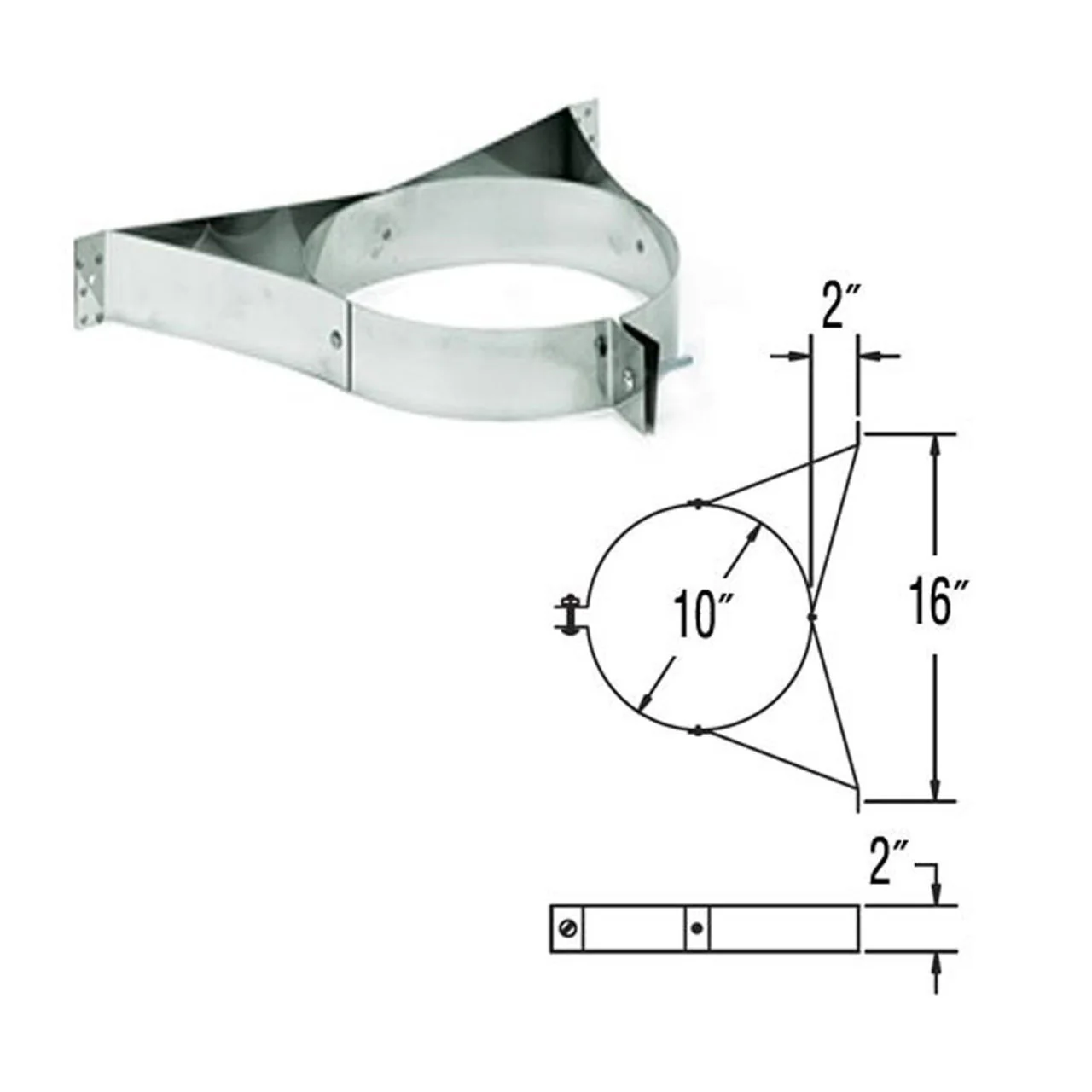 6" DuraPlus Stainless Steel Wall Strap - 6DP-WSSS - Image 2