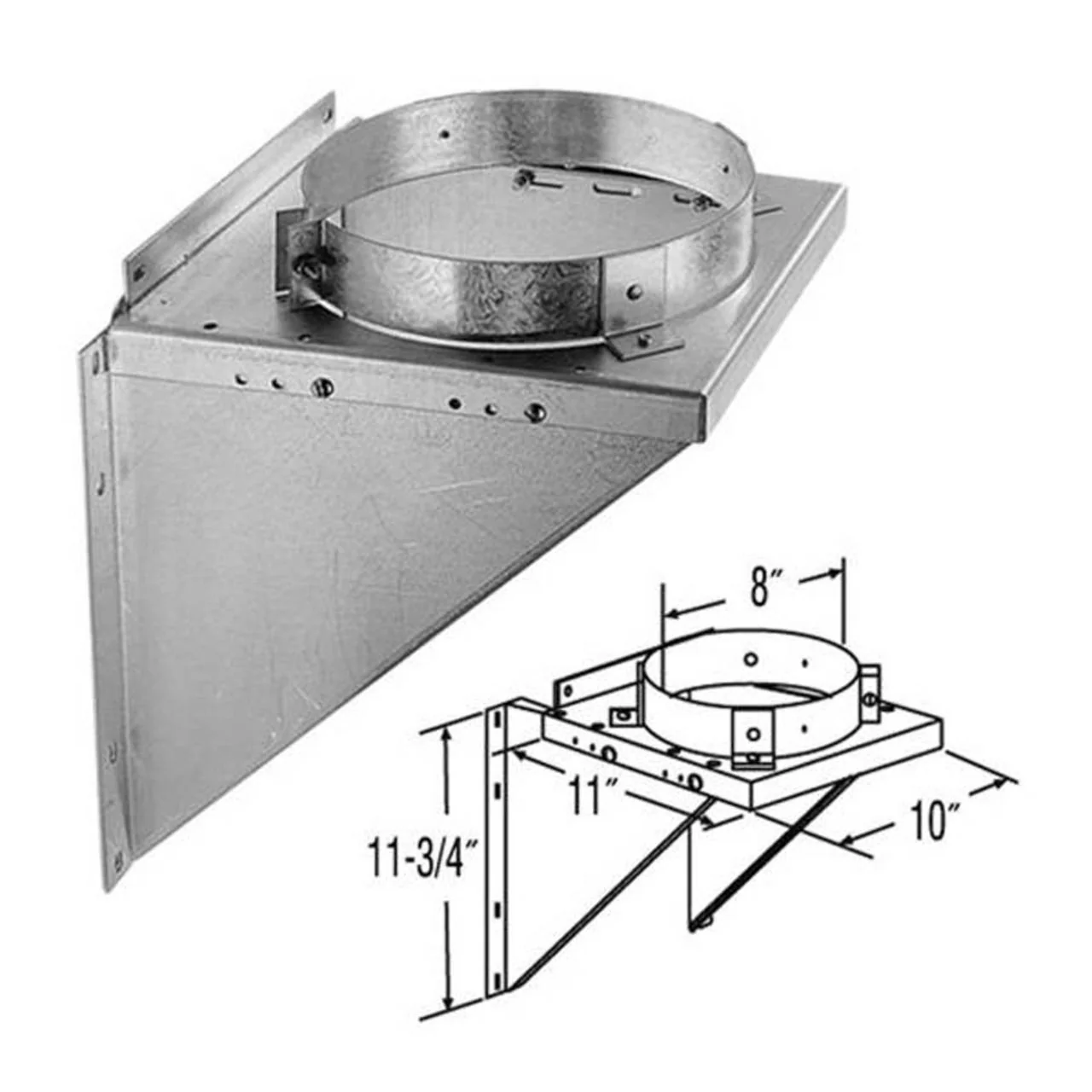 6" DuraTech Adjustable Galvanized Tee Support Bracket - 6DT-TSB - Image 2