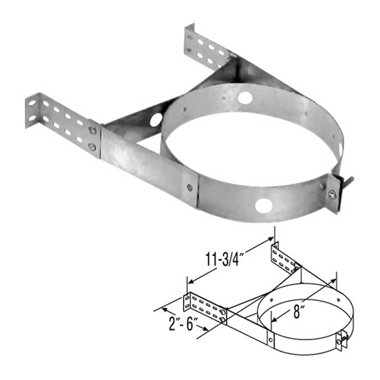 6" DuraTech Adjustable Stainless Steel Wall Strap - 6DT-WSSS - Image 2